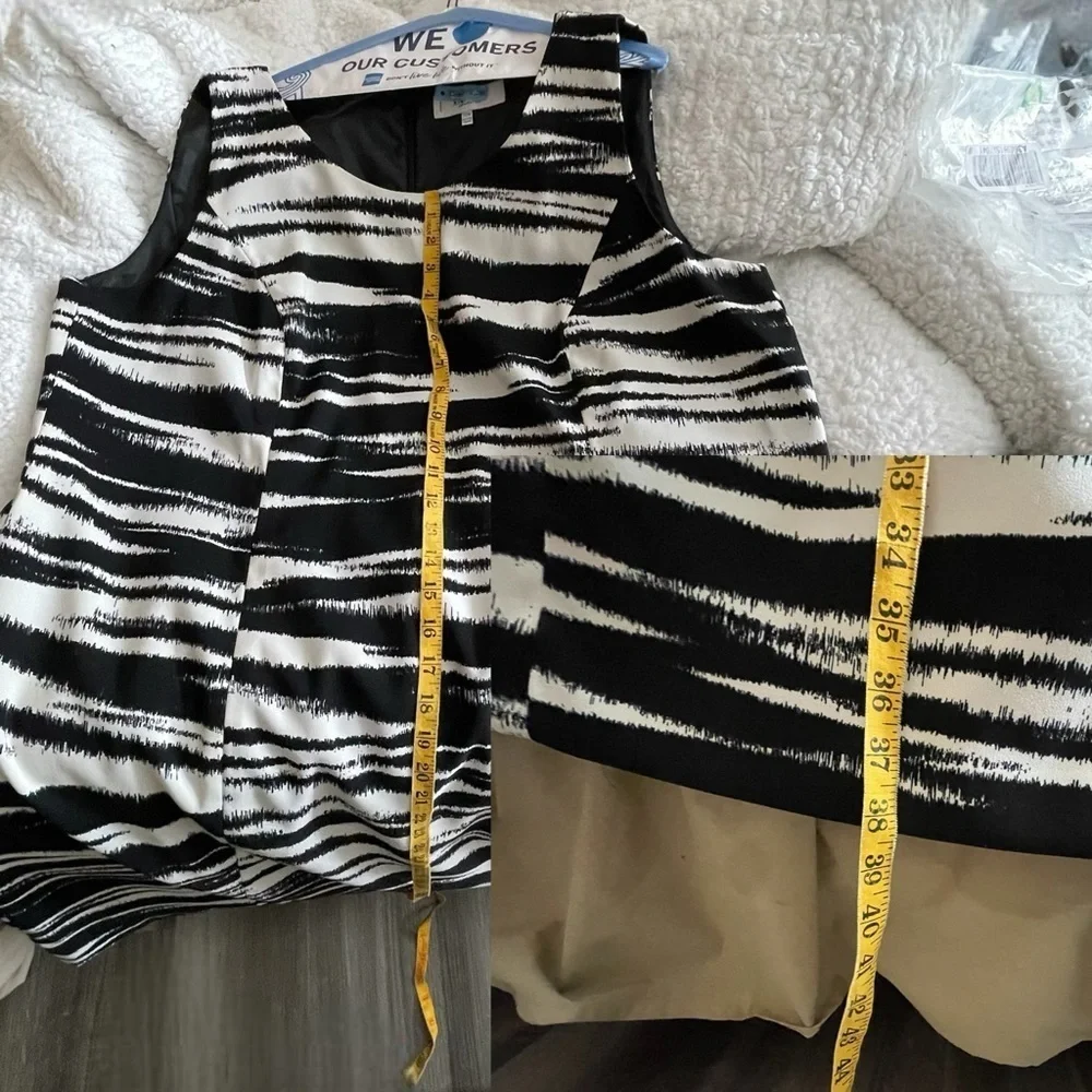 Jones Studio Zebra Print Sleeveless Shift Dress, Filly Lined in Plus Sz 20W/2X - Picture 11 of 17